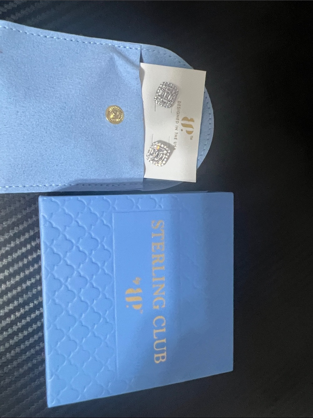 Sterling Club Blue and Silver Crystal Stud Earrings